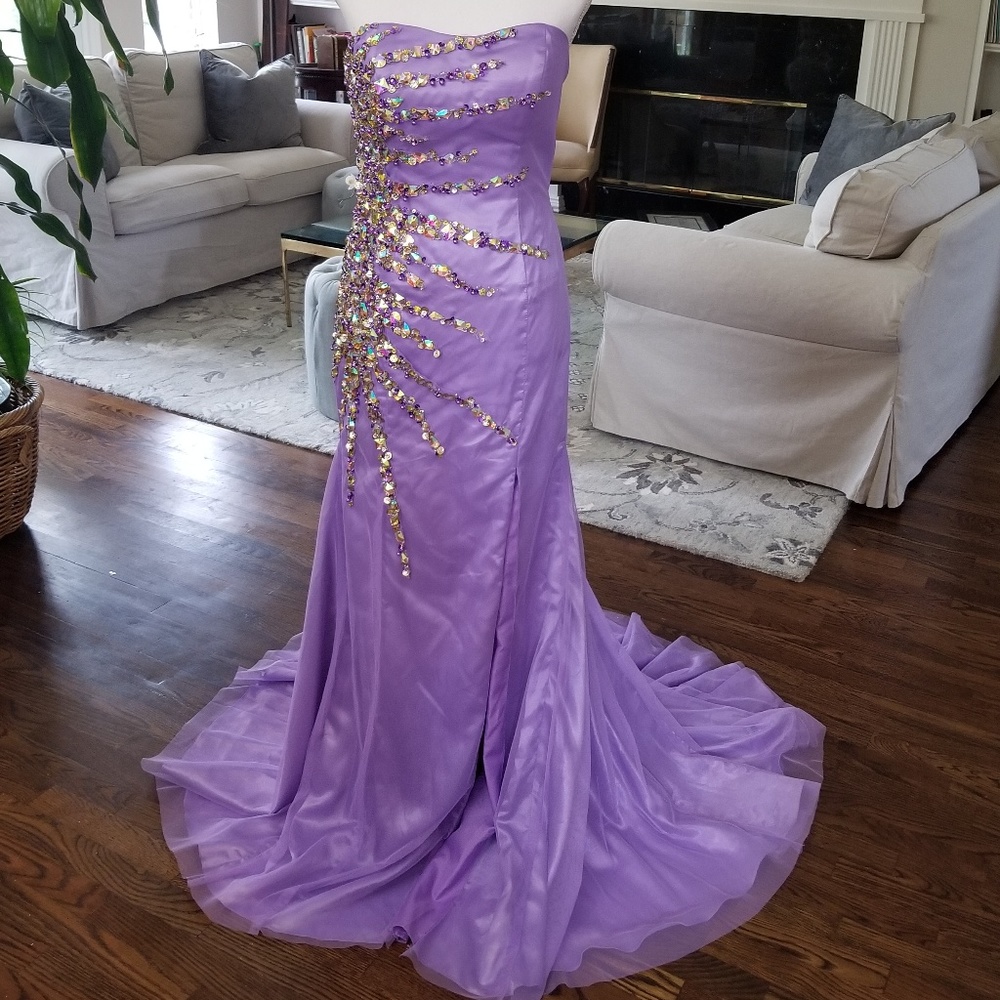 NEW Lavander Beaded Formal Prom Karishma Gown Sz 8